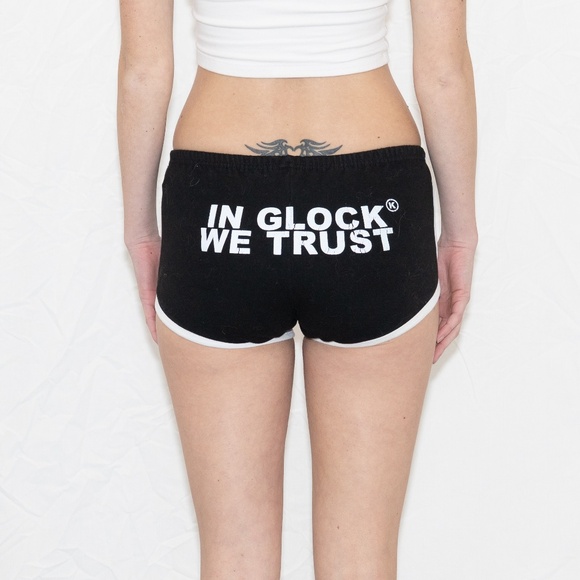 Pants - In glock we trust mini sweatshorts black and white size XS